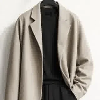 Longline wool coat from the sample lookbook